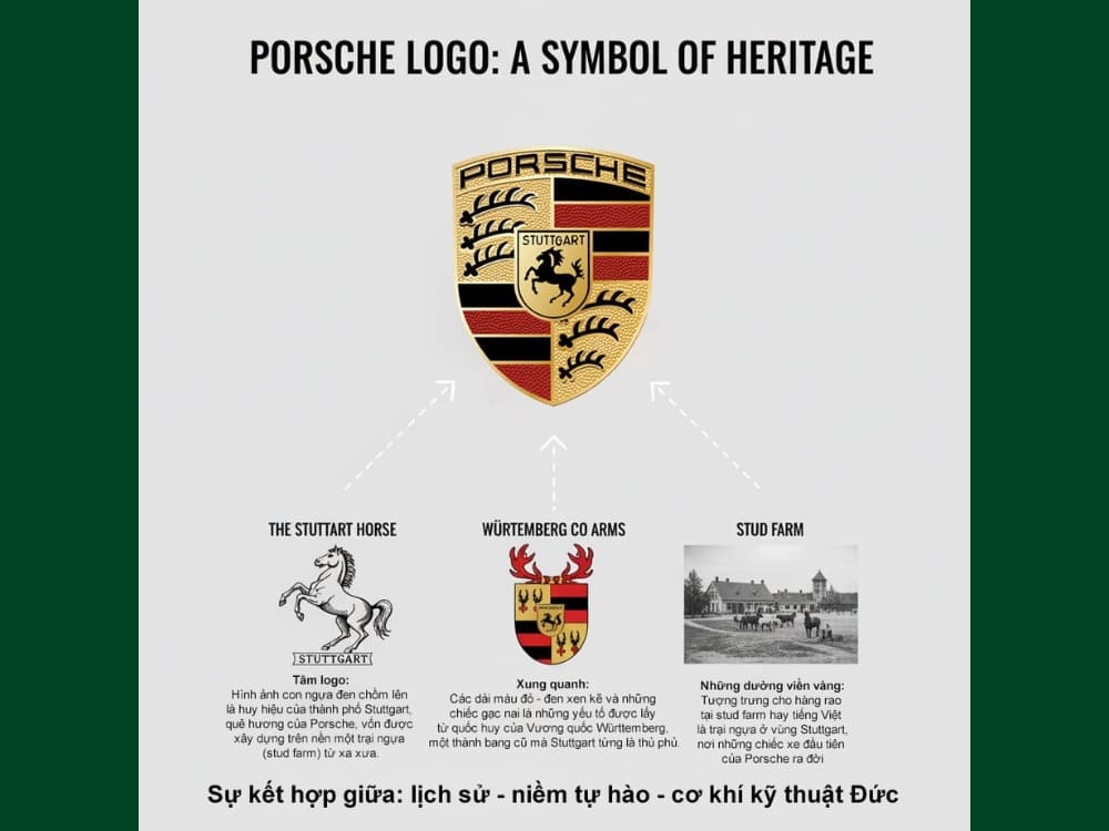 ý nghĩa chi tiết logo thương hiệu xe sang thể thao Porsche
