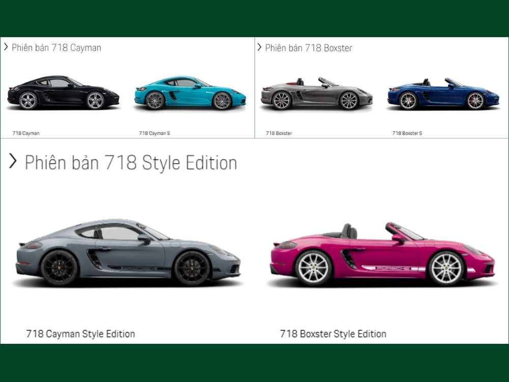 Các dòng xe Porsche 718 