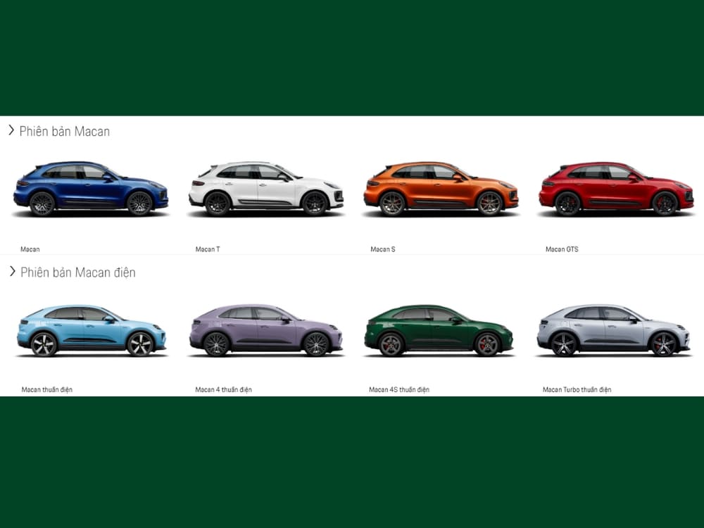 Một số mẫu xe Porsche Macan