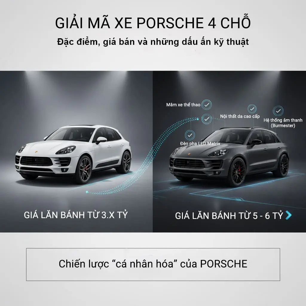 Xe Porsche 4 chỗ và sự khác biệt về tùy chọn