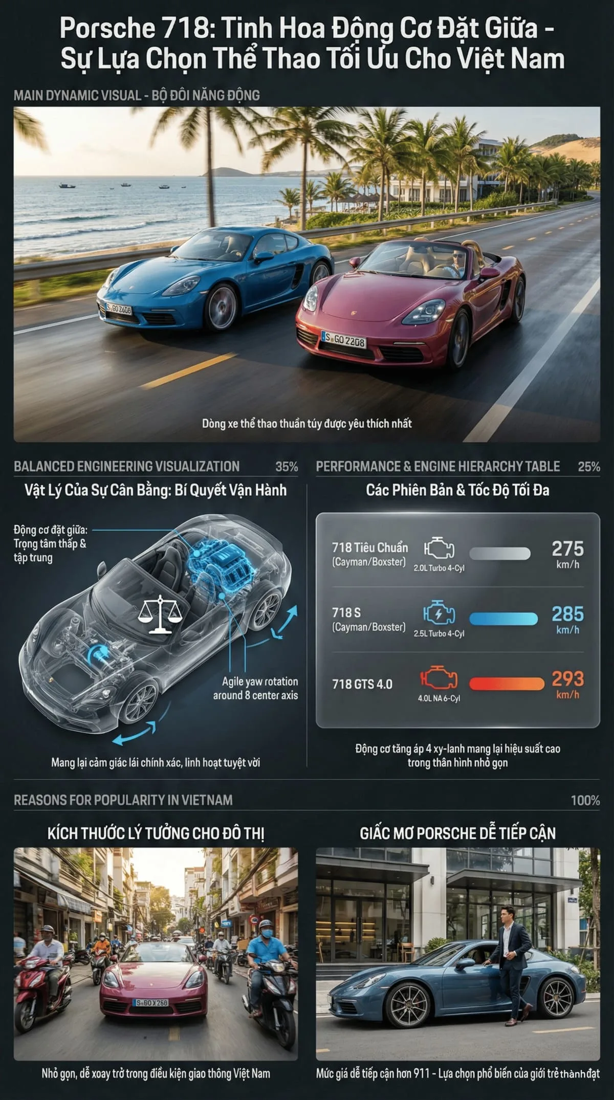 tốc độ tối đa của xe Porsche các phiên bản 718 tiêu chuẩn